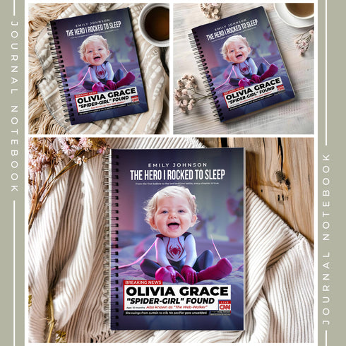 Personalized Spider-Girl Baby Notebook – Custom Photo, Name & Superhero Story Keepsake
